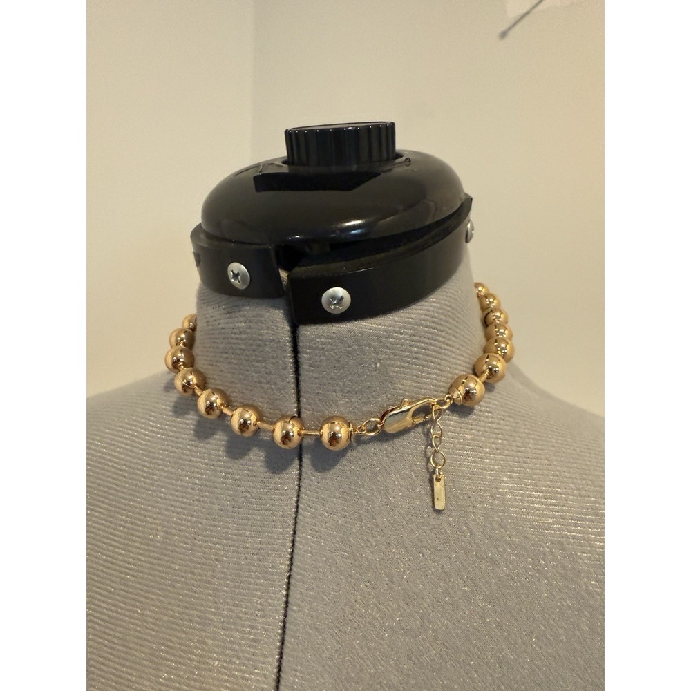 ZARA chunky gold Tone ball chain choker, large spherical beads lobster clasp - Picture 2 of 5
